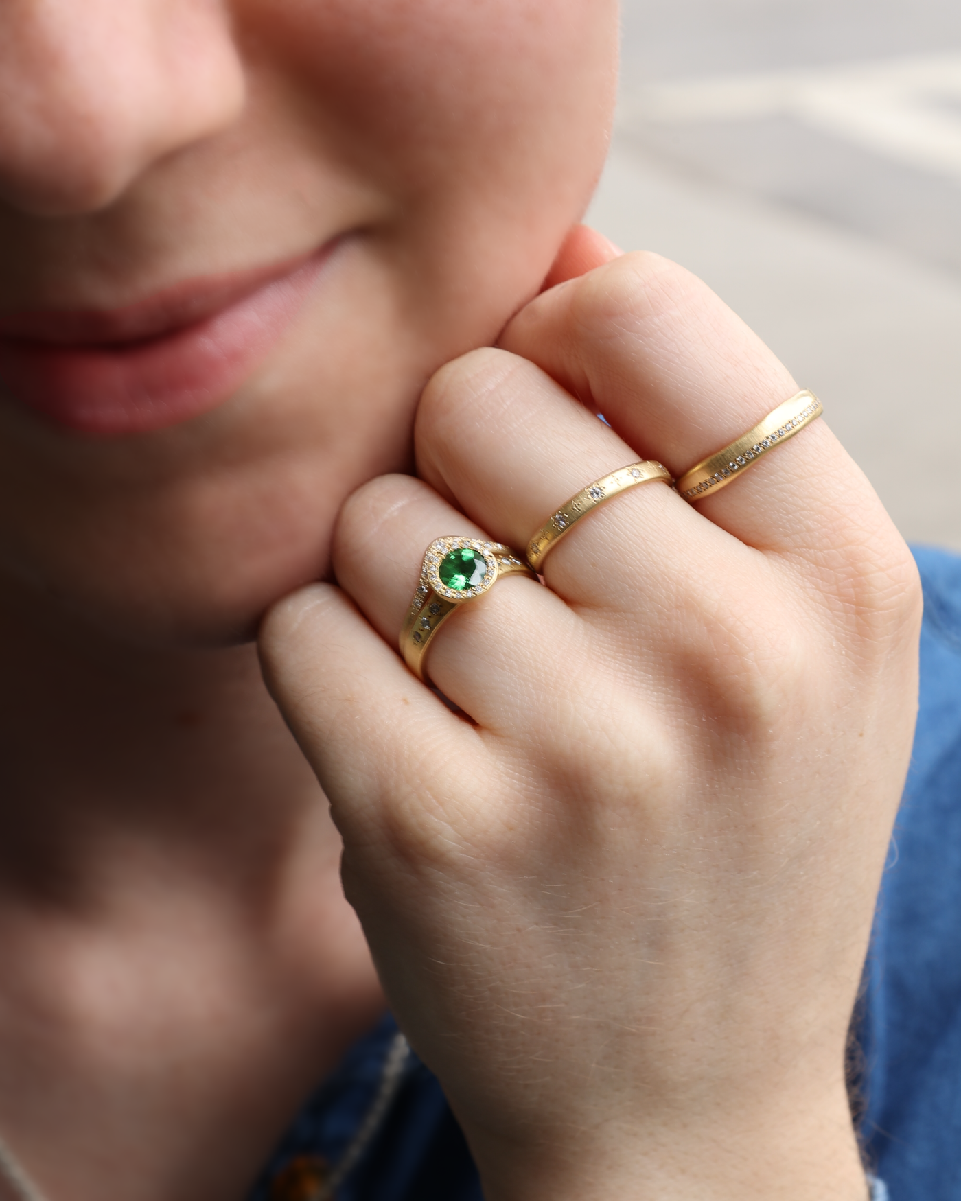 Tsavorite Floret Ring