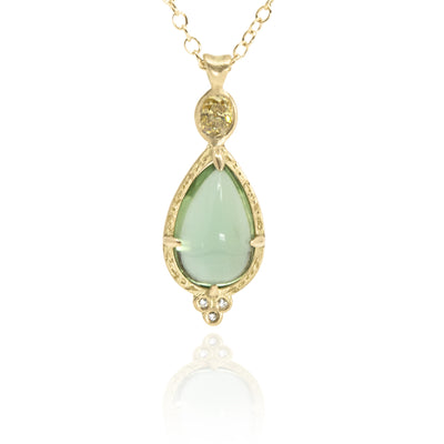 Green Garnet & Yellow Diamond Pendant