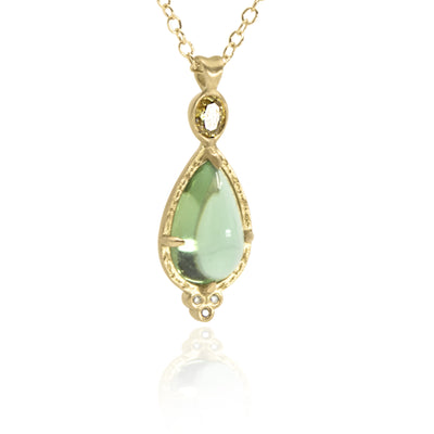 Green Garnet & Yellow Diamond Pendant