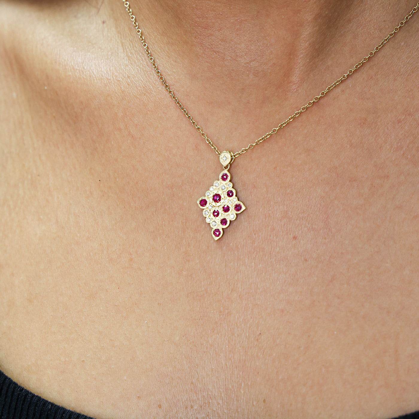 Ruby Mosaic Cluster Pendant