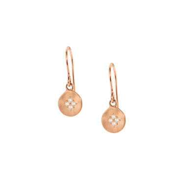 Gold Four Star Wave Charm Earrings