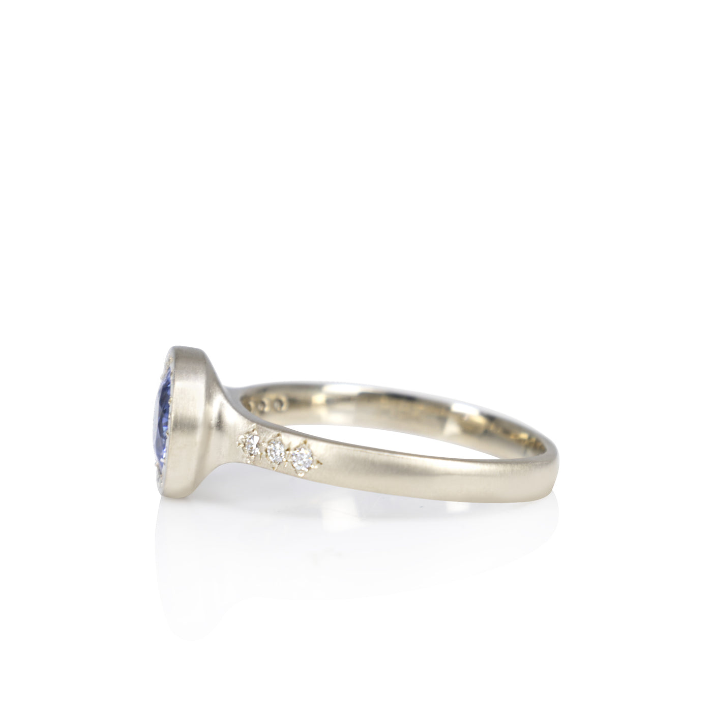 Blue Sapphire Engraved Bezel Ring