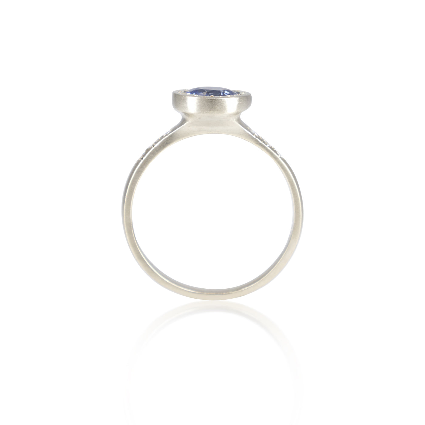 Blue Sapphire Engraved Bezel Ring