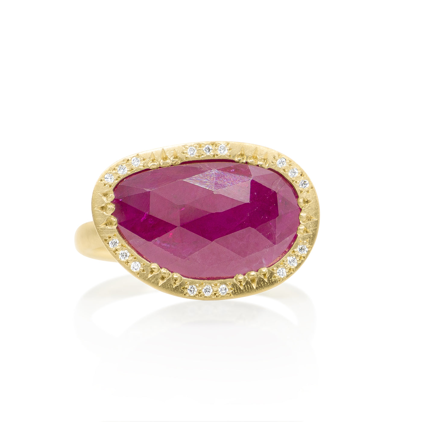 Organic Rosecut Ruby Halo Ring