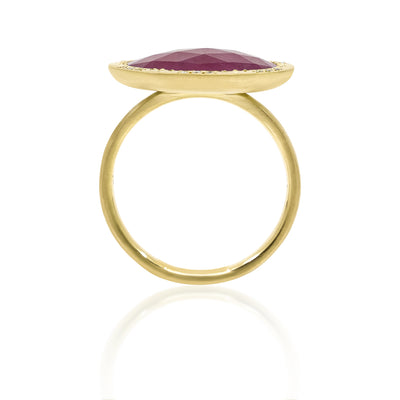 Organic Rosecut Ruby Halo Ring