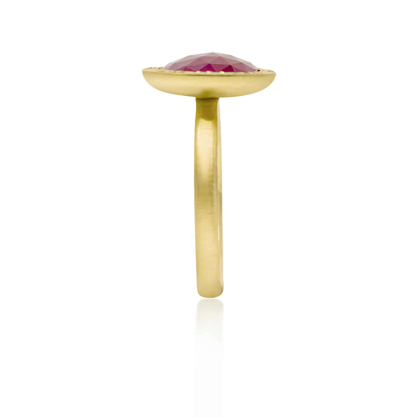 Organic Rosecut Ruby Halo Ring