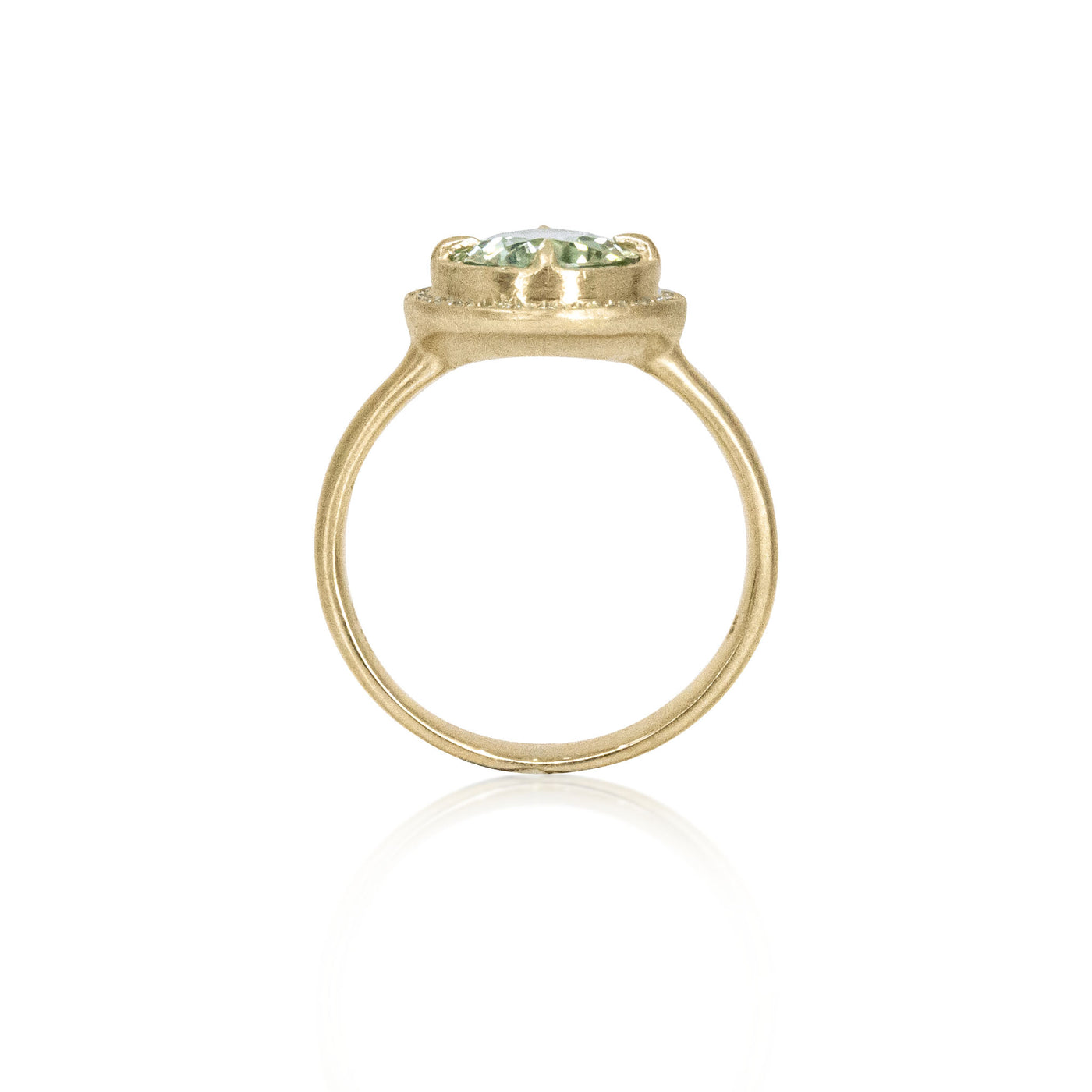 Green Tourmaline Pear Ring with Halo