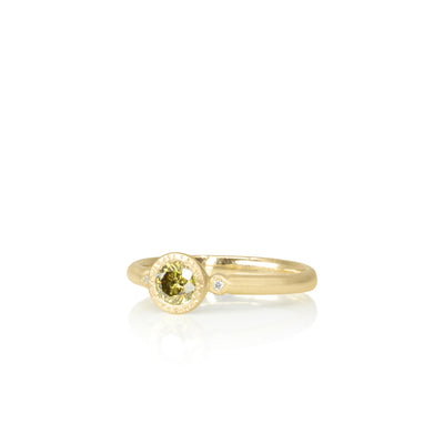 Yellow Diamond Engraved Bezel Ring