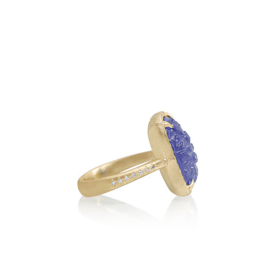 Carved Floral Tanzanite Ring