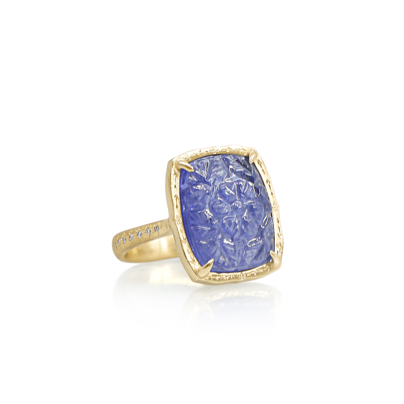 Carved Floral Tanzanite Ring