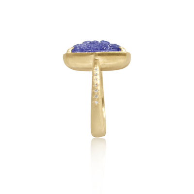 Carved Floral Tanzanite Ring