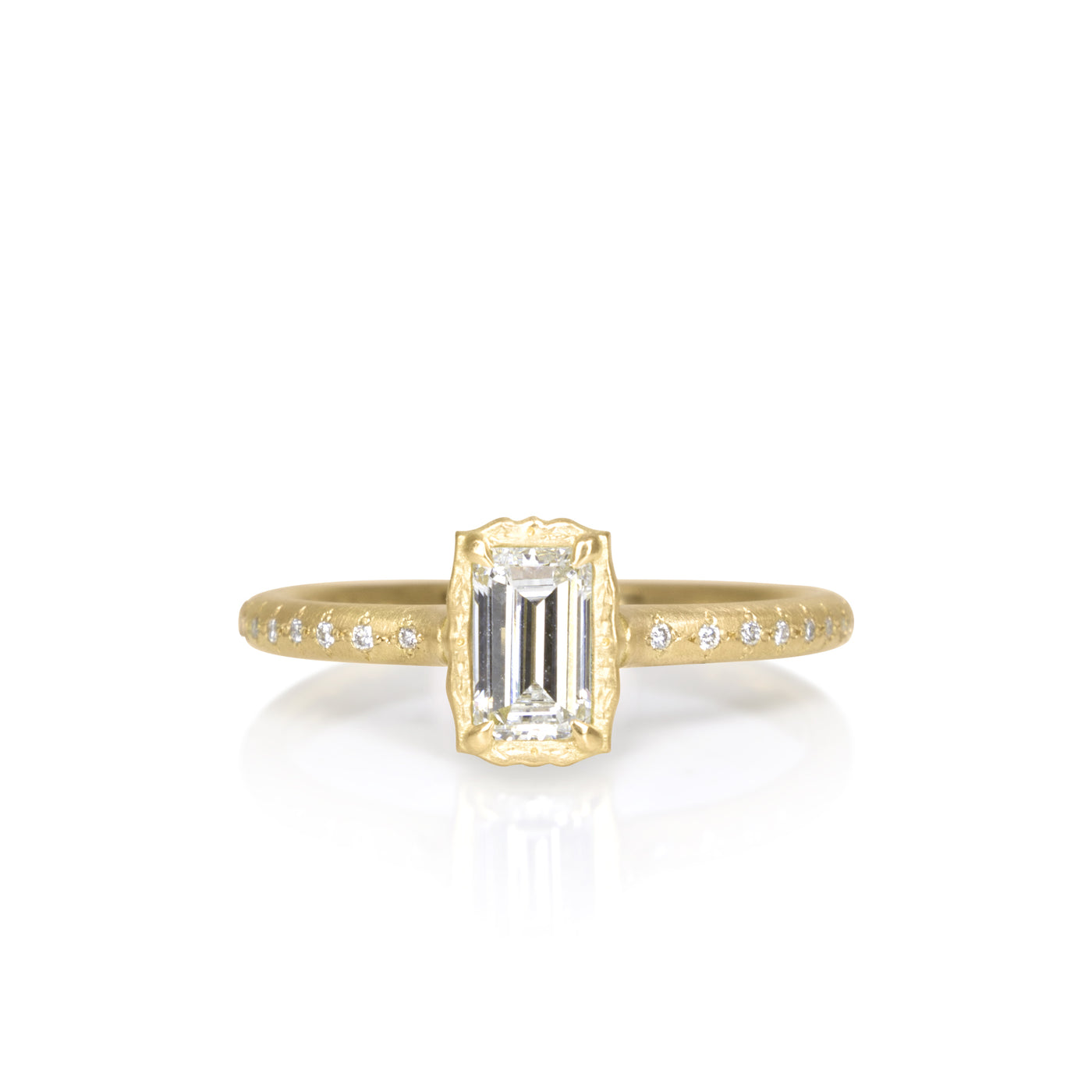 Emerald Cut Lotus Ring