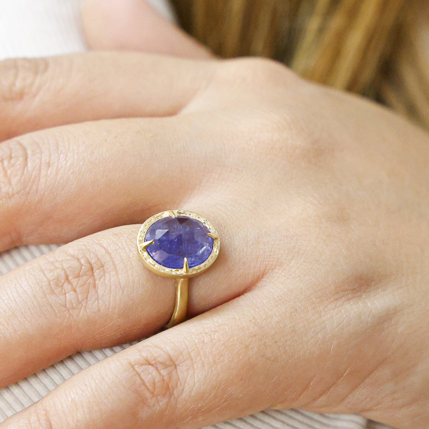 Engraved Tanzanite Ring