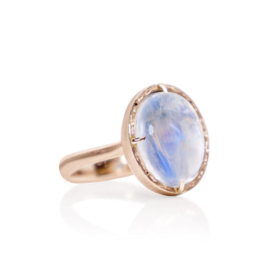 Rose Gold Oval Moonstone Prong Set Ring