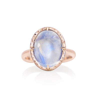 Rose Gold Oval Moonstone Prong Set Ring