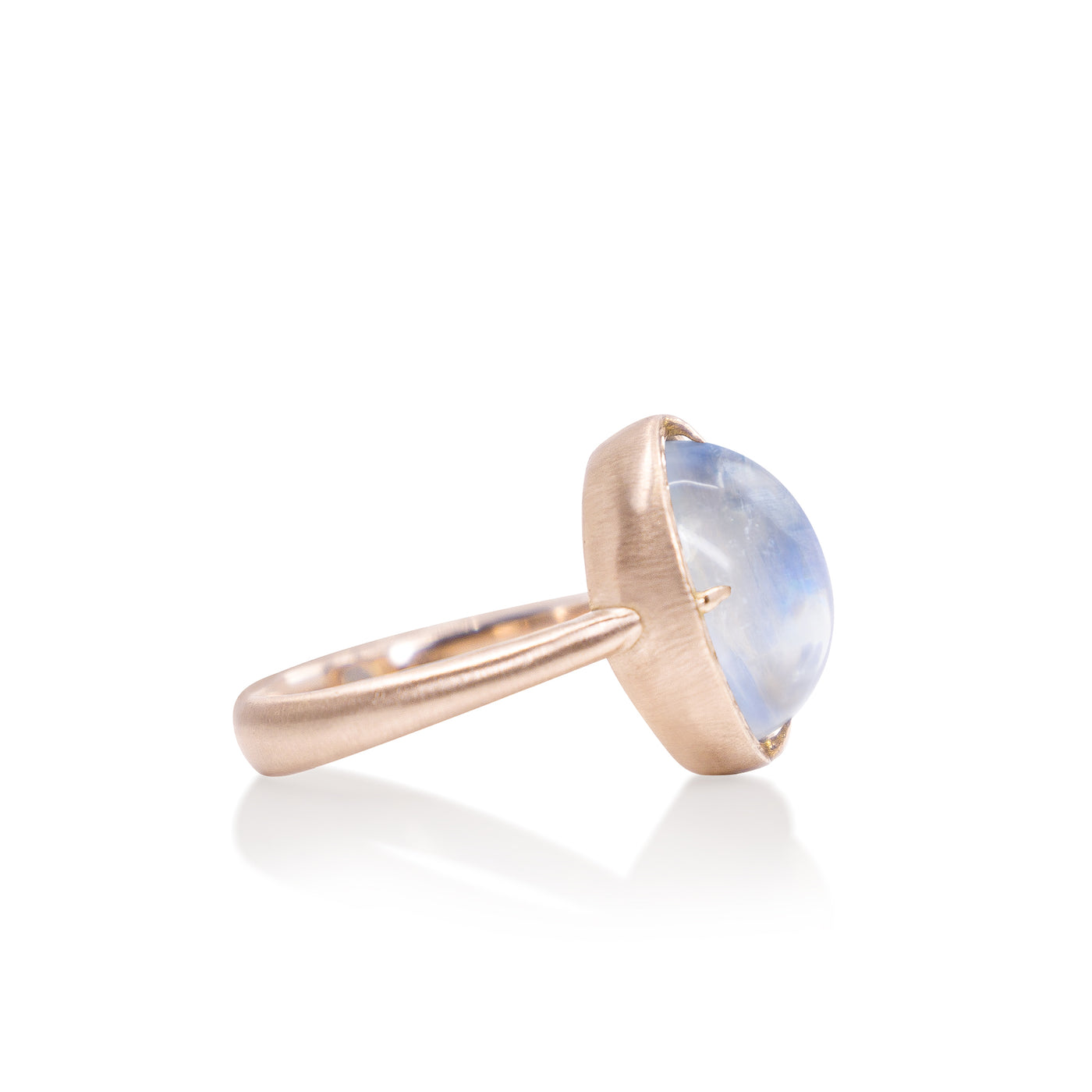 Rose Gold Oval Moonstone Prong Set Ring