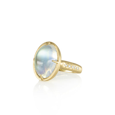 Oval Rainbow Moonstone Ring