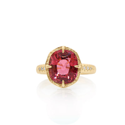 Pink Tourmaline Lotus Ring