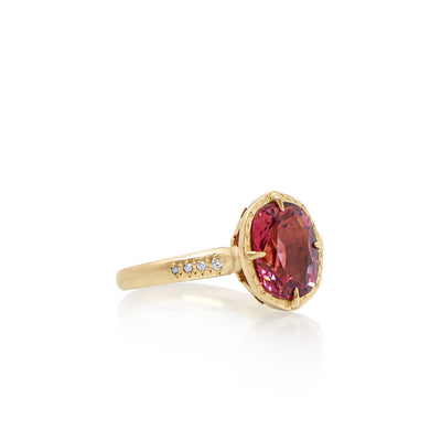 Pink Tourmaline Lotus Ring