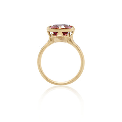 Pink Tourmaline Lotus Ring