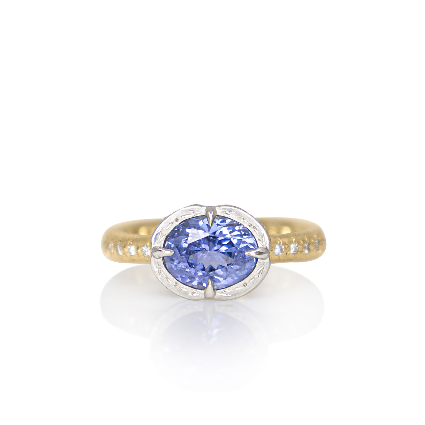 East-West Sapphire Prong Ring