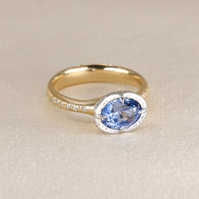 East-West Sapphire Prong Ring