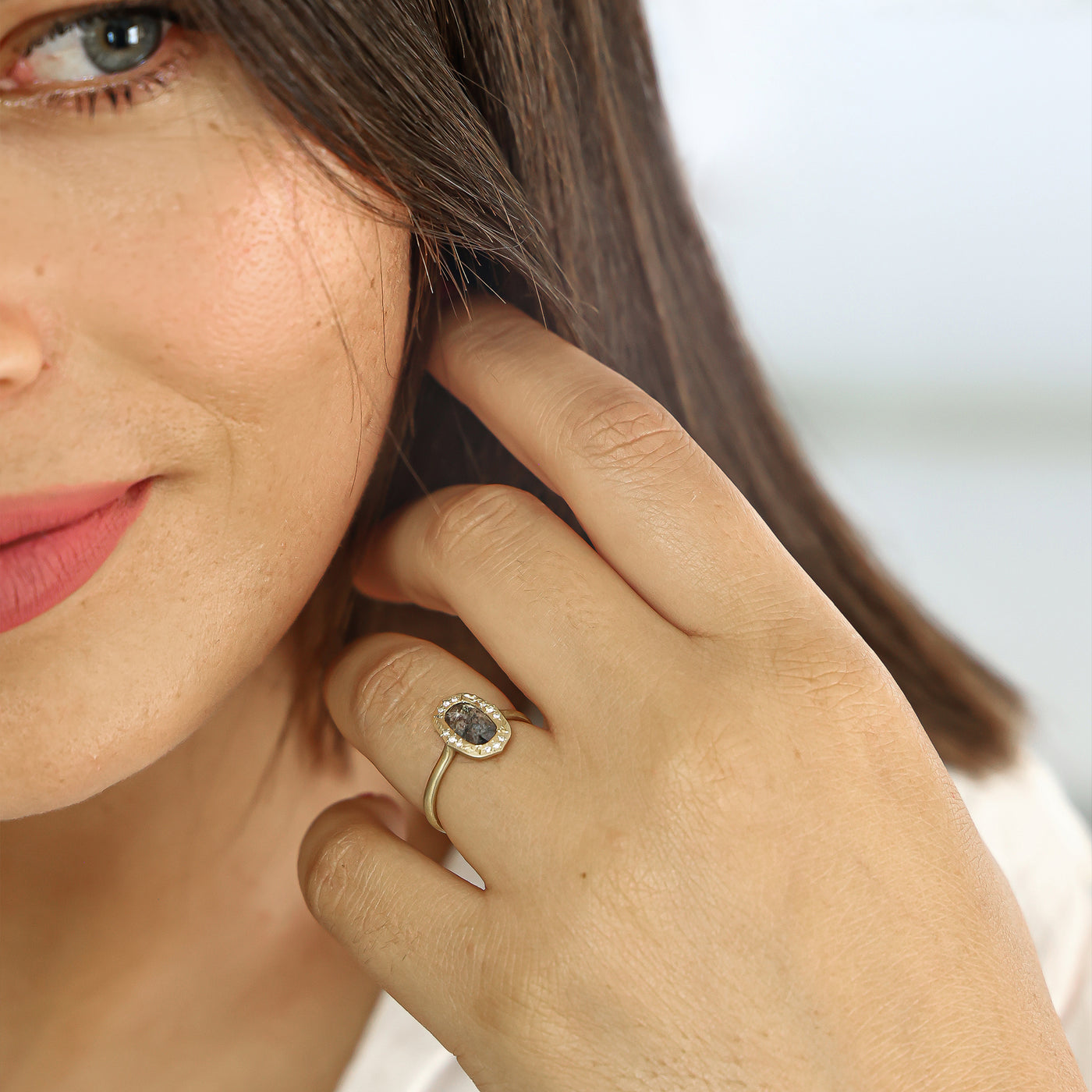 Salt and Pepper Diamond Ring