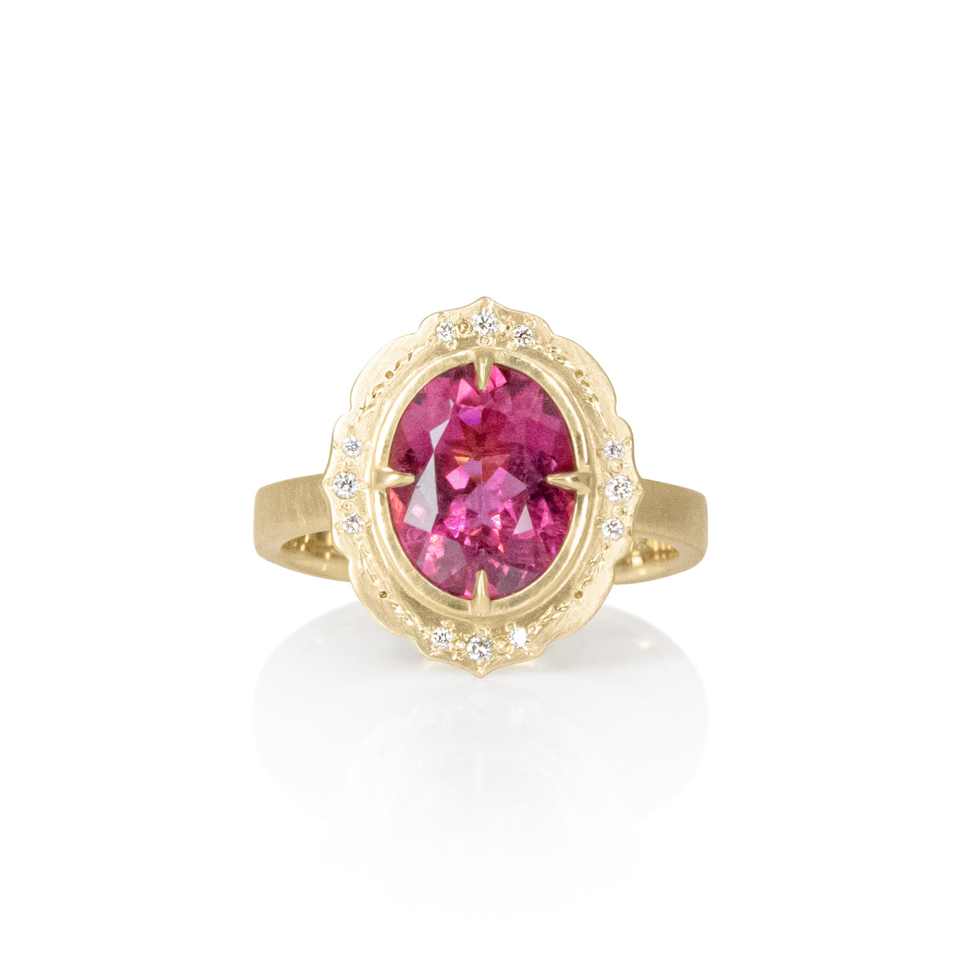 Pink Tourmaline Scallop Ring