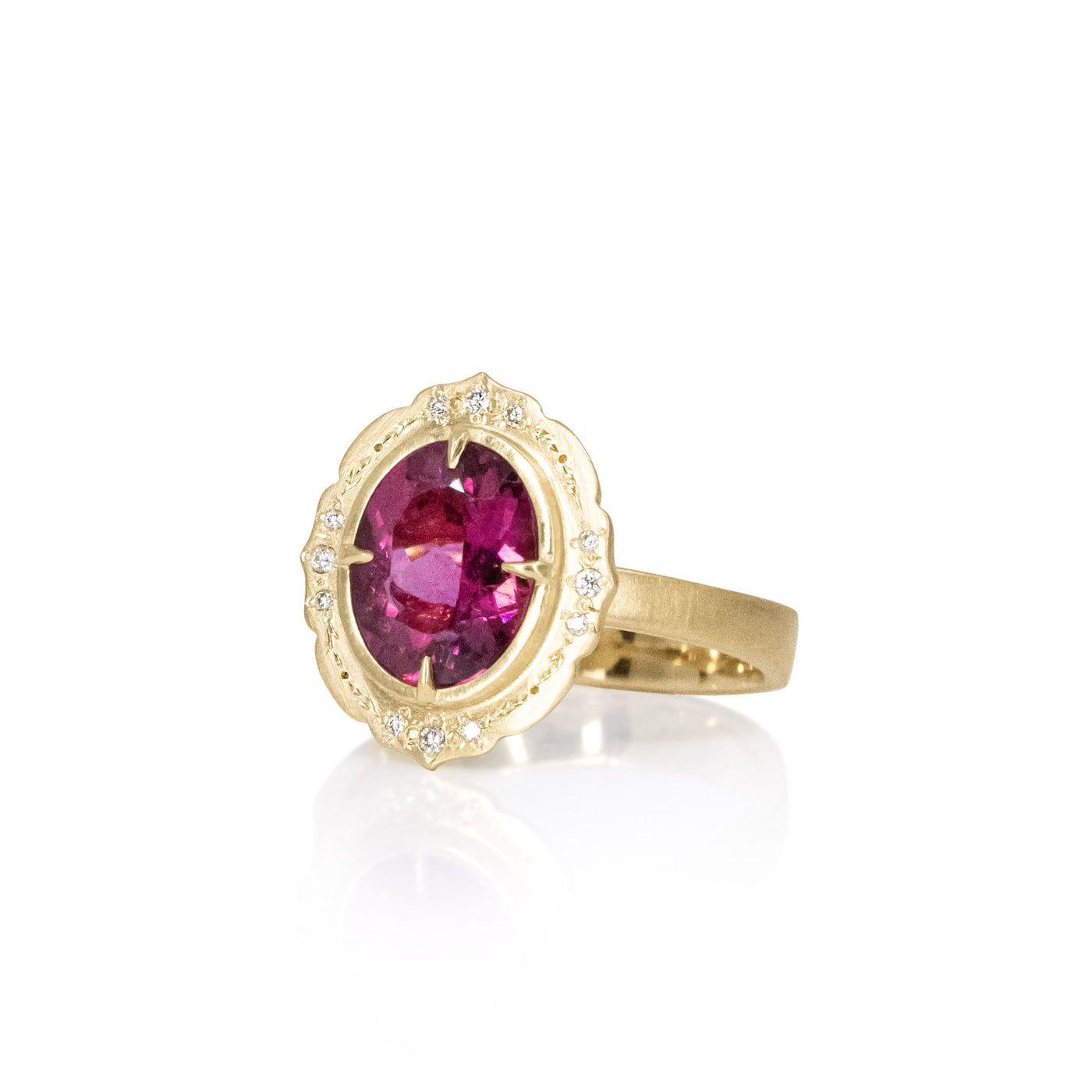 Pink Tourmaline Scallop Ring