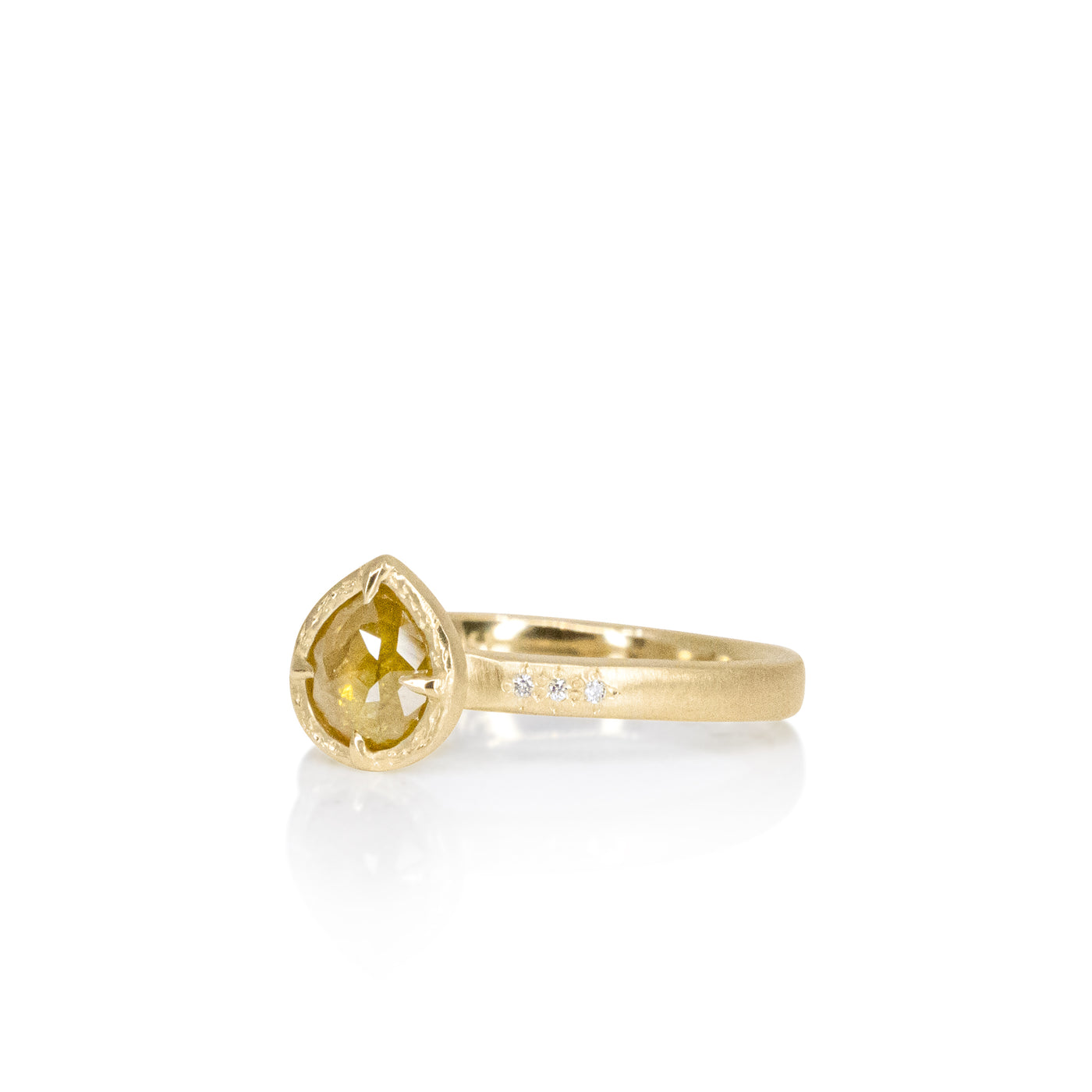 Yellow Diamond Pear Ring