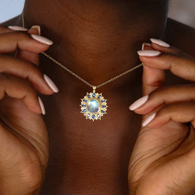 Moonstone & Sapphire Pendant