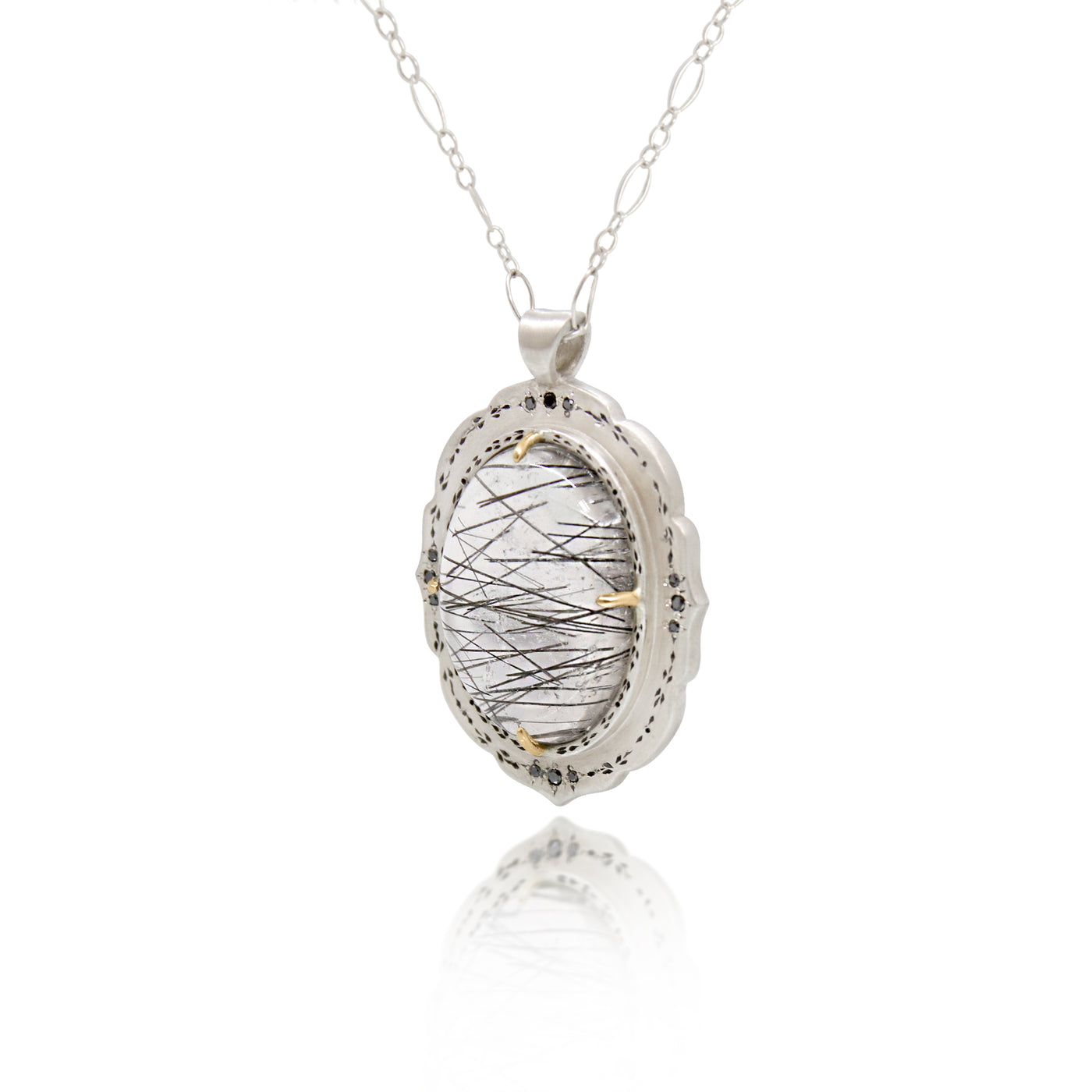 Scallop Edge Rutilated Quartz Pendant