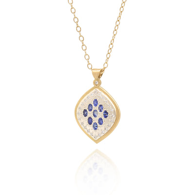 Two Tone Oval Sapphire Pendant