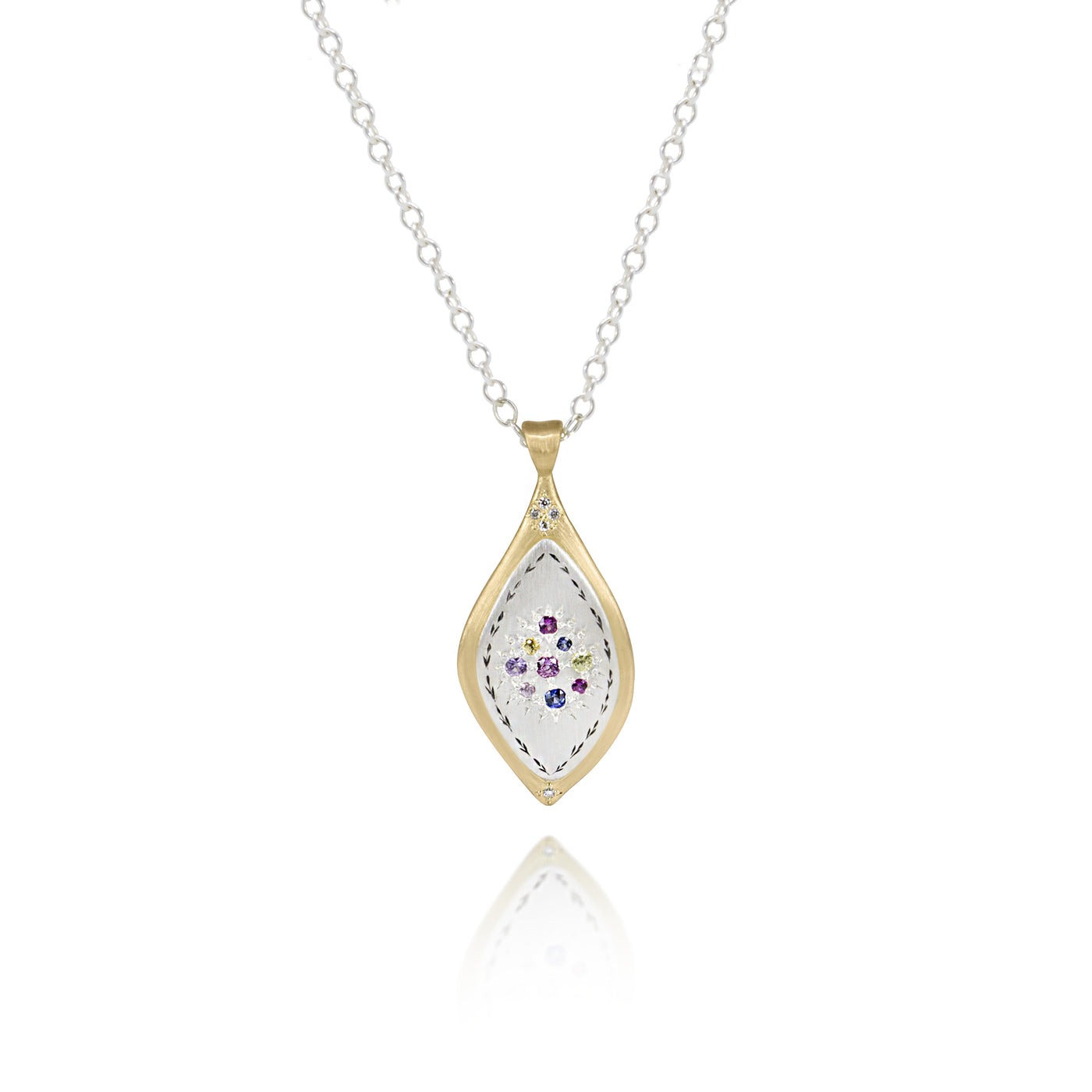 Two Tone Multi-Sapphire Pendant