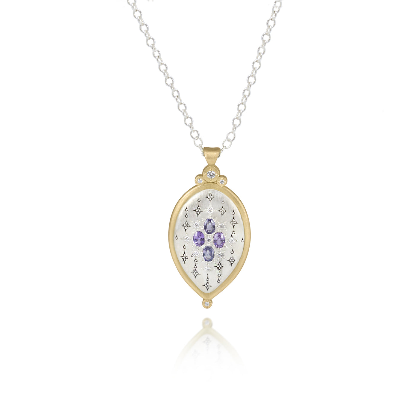 Two Tone Oval Sapphire Pendant