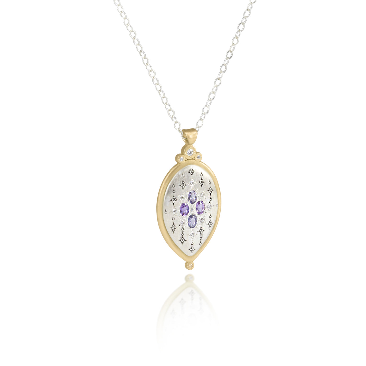 Two Tone Oval Sapphire Pendant