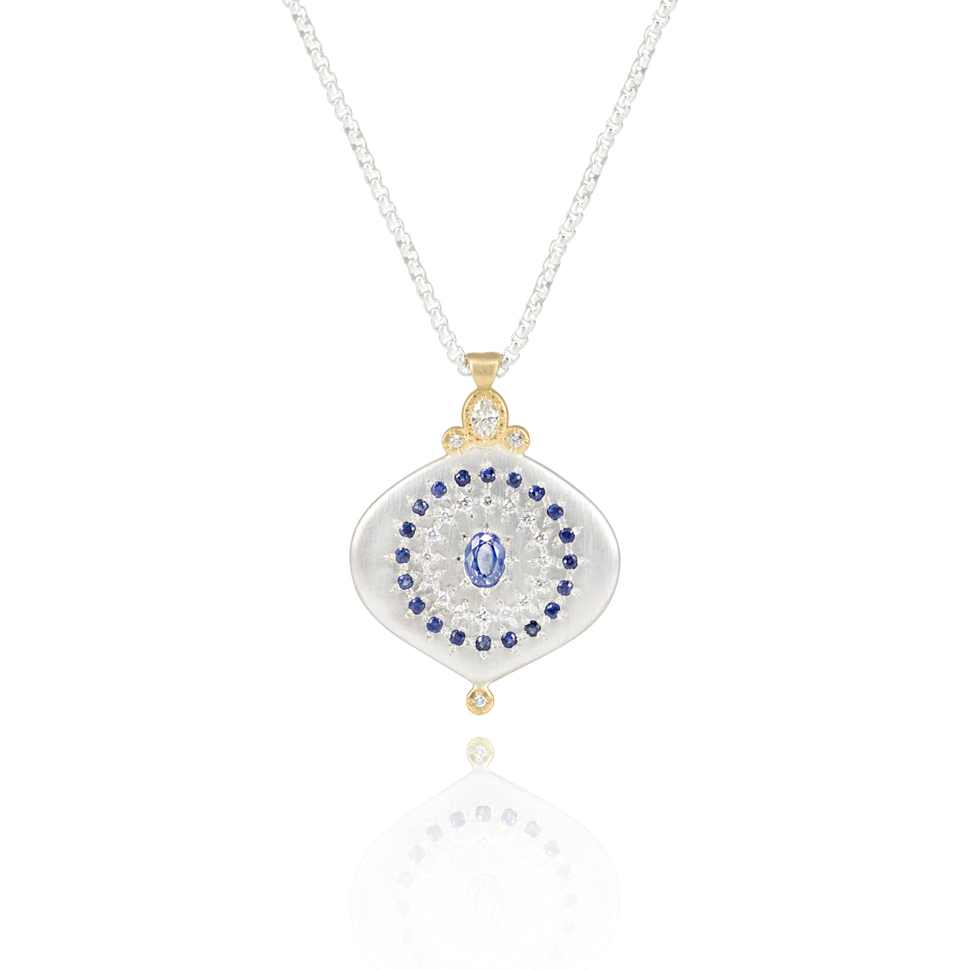 Two Tone Sapphire & Diamond Pendant