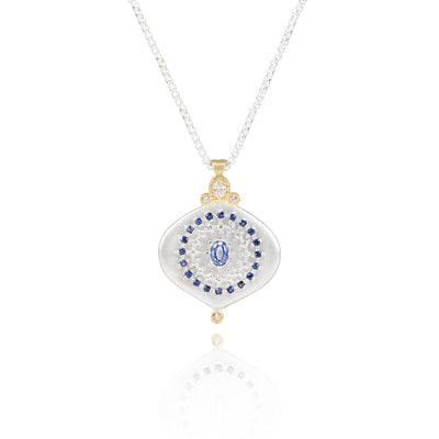 Two Tone Sapphire & Diamond Pendant