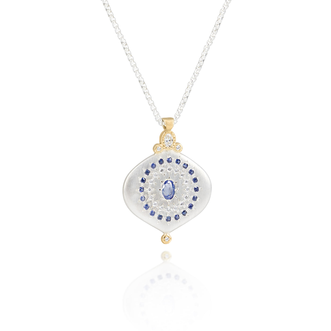 Two Tone Sapphire & Diamond Pendant