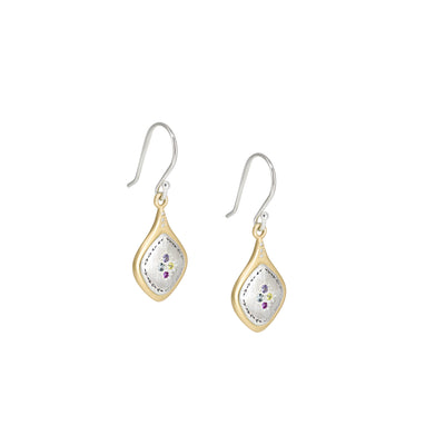 Two Tone Multi-Sapphire Earring