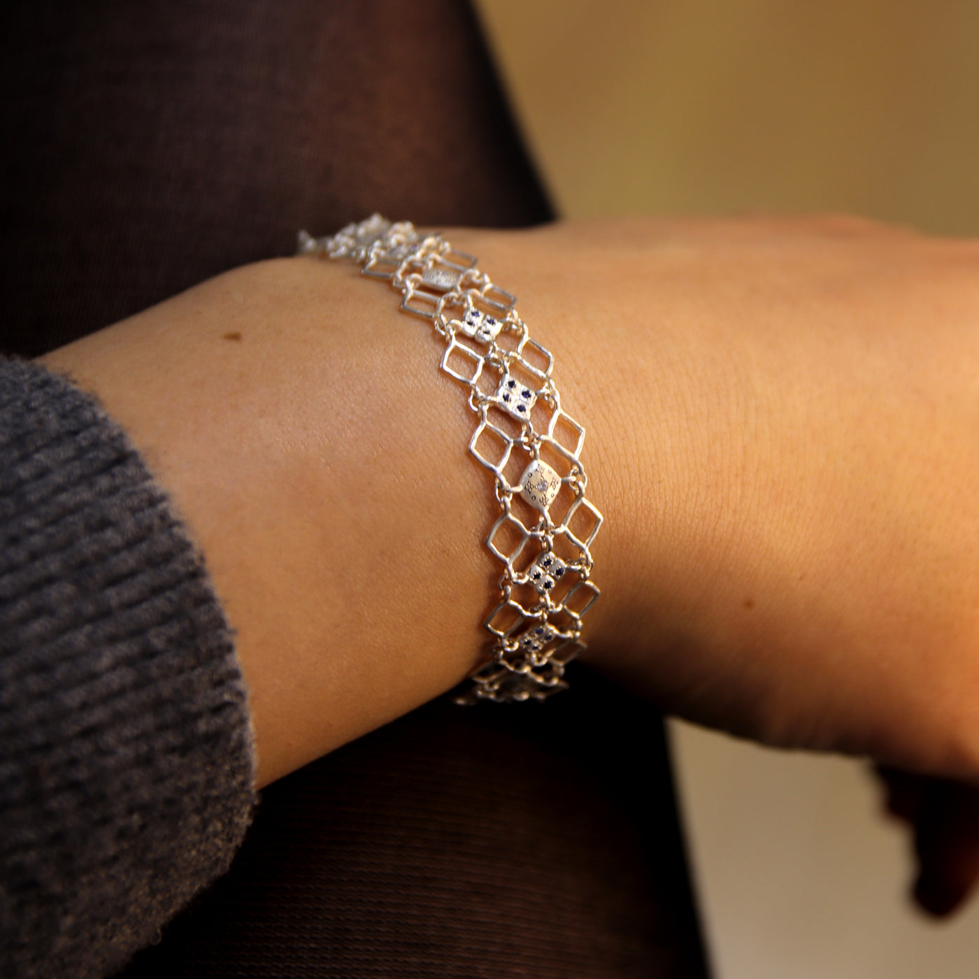 Wide Chain Silver Bracelet