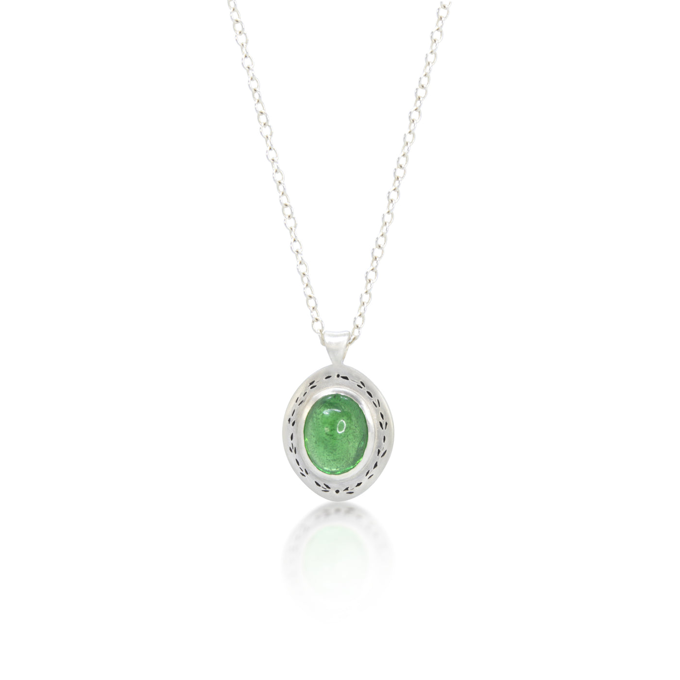 Tsavorite Engraved Pendant