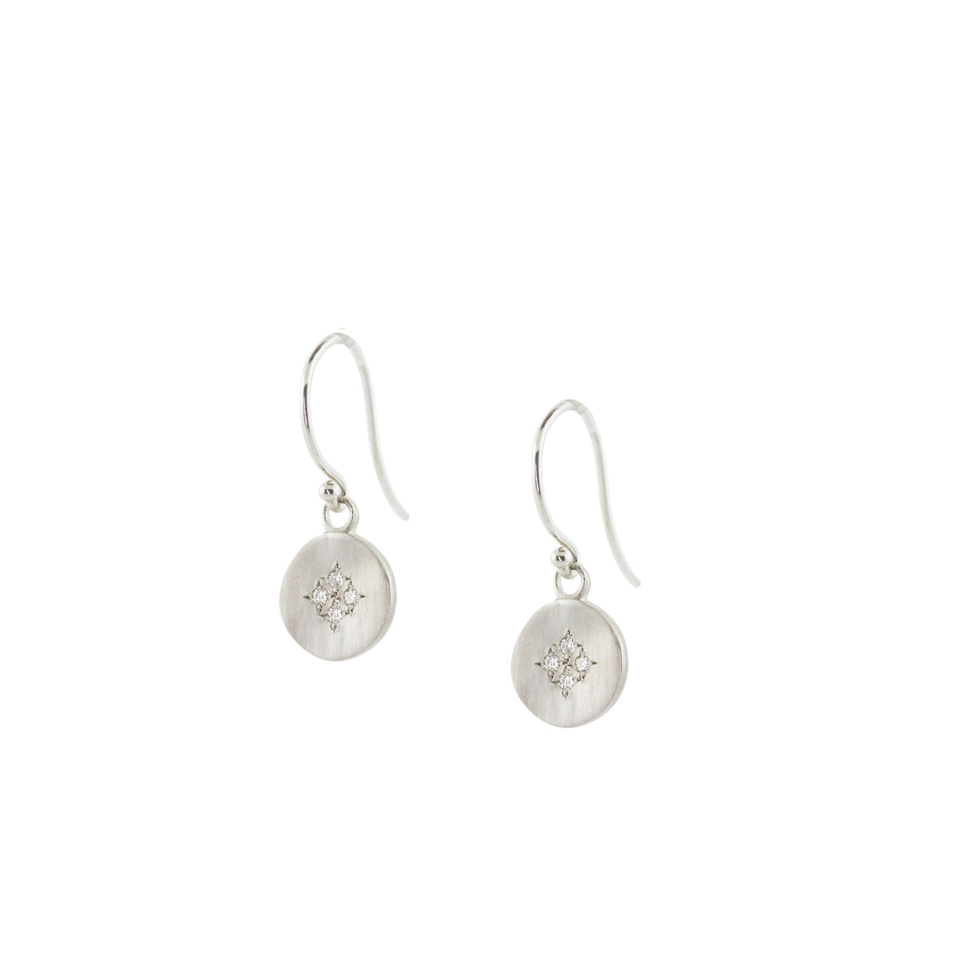 Silver Four Star Wave Charm Earrings