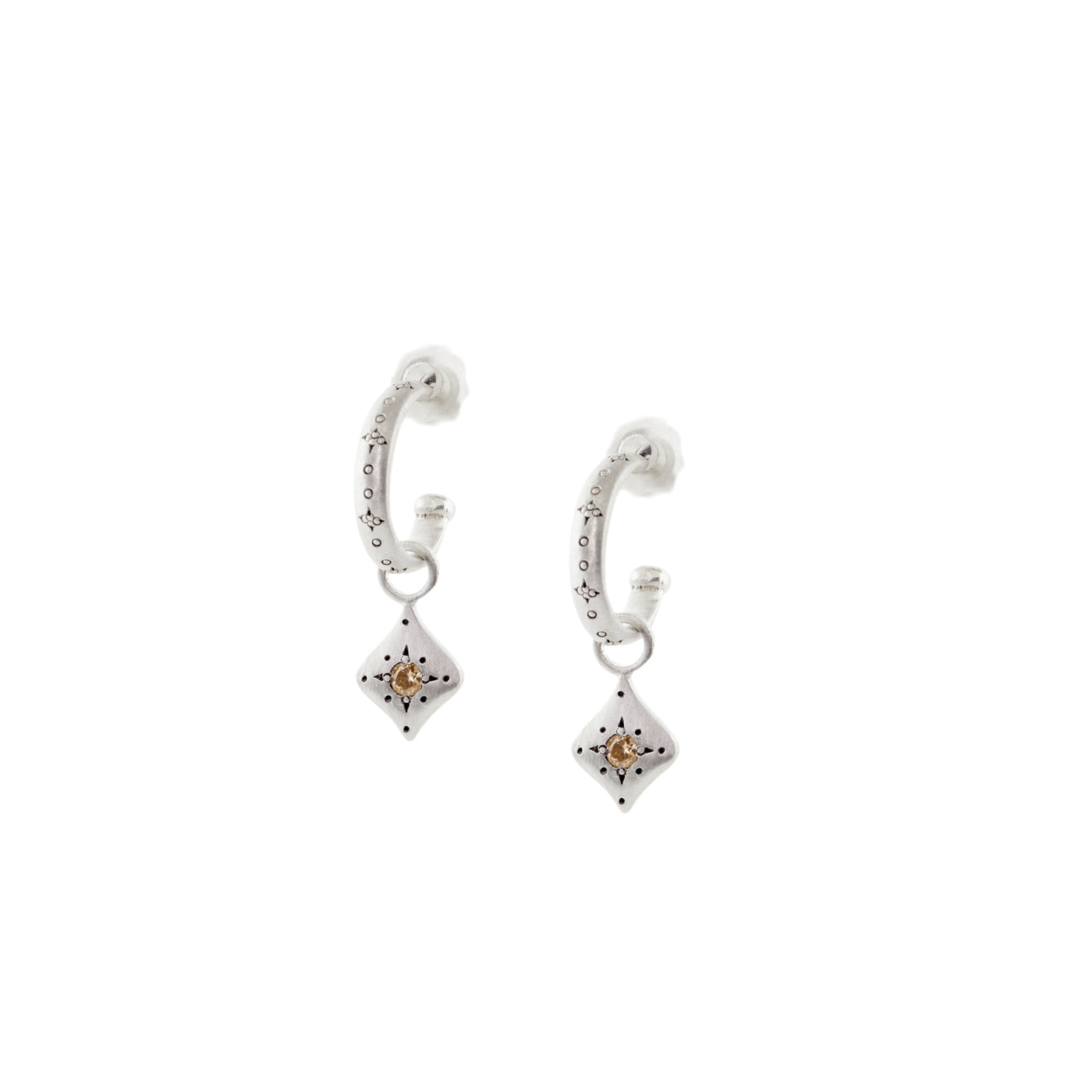 Silver Nights Charm Hoops