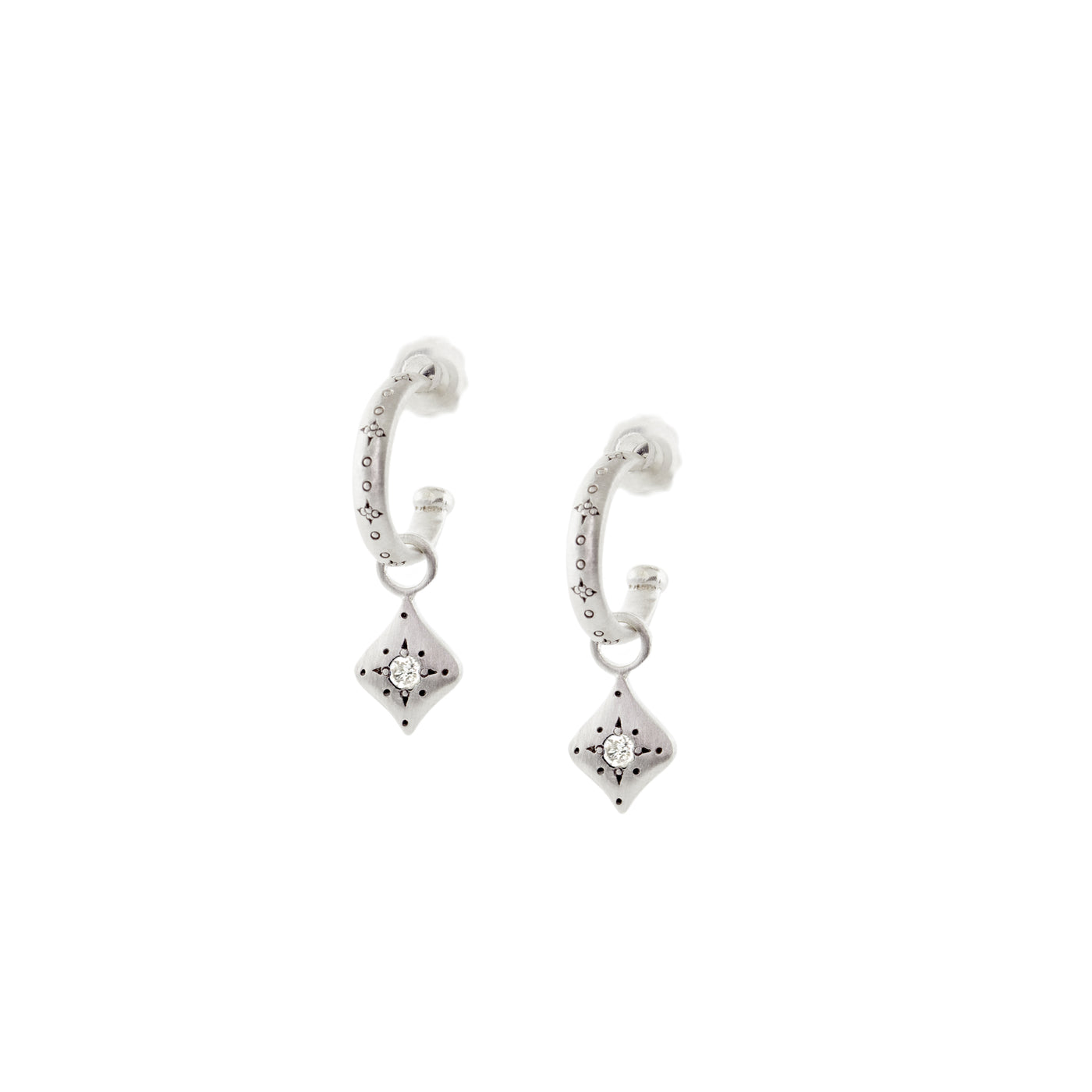 Silver Nights Charm Hoops