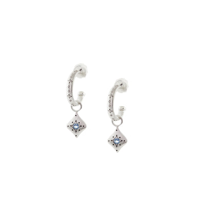 Silver Nights Charm Hoops