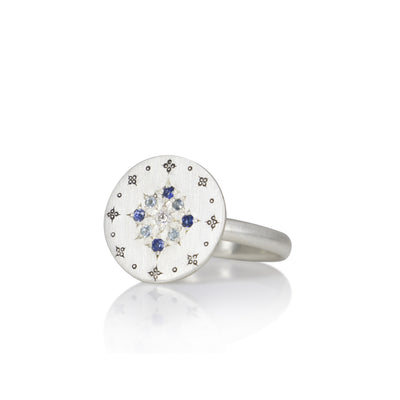 Engraved Diamond & Sapphire RIng