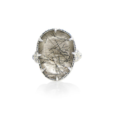 Organic Engraved Rutilated Quartz Ring