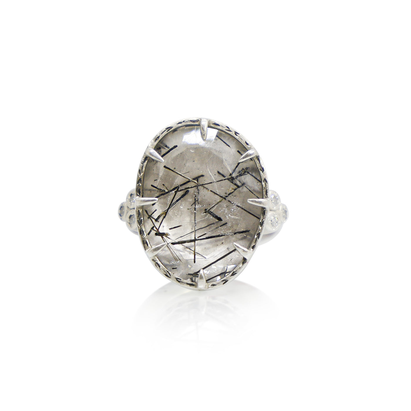 Engraved Rutilated Quartz Ring