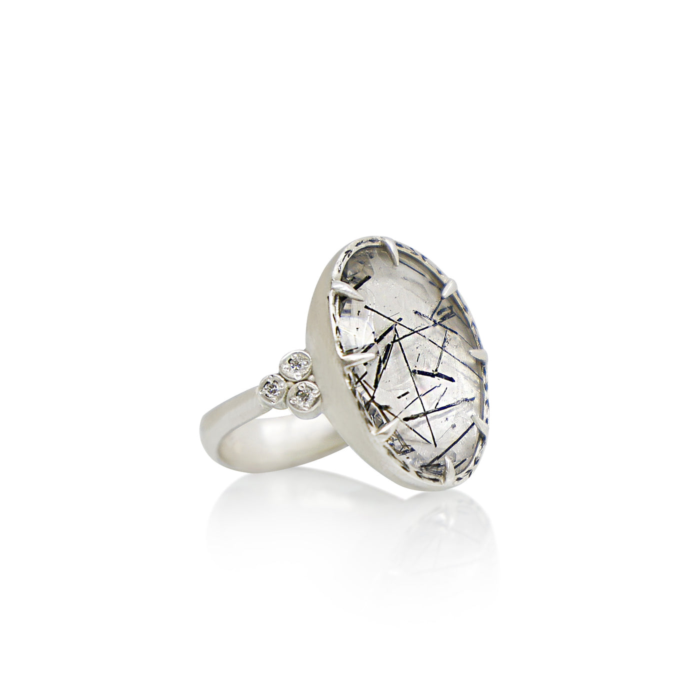 Engraved Rutilated Quartz Ring